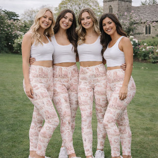 Rosa engelsk bybröllop i akvarellstil leggings