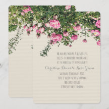 Rosa Engelska ro, blommigt bröllopsinbjudan