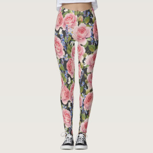 Rosa Engelska Ro: Mörk Watercolor Leggings