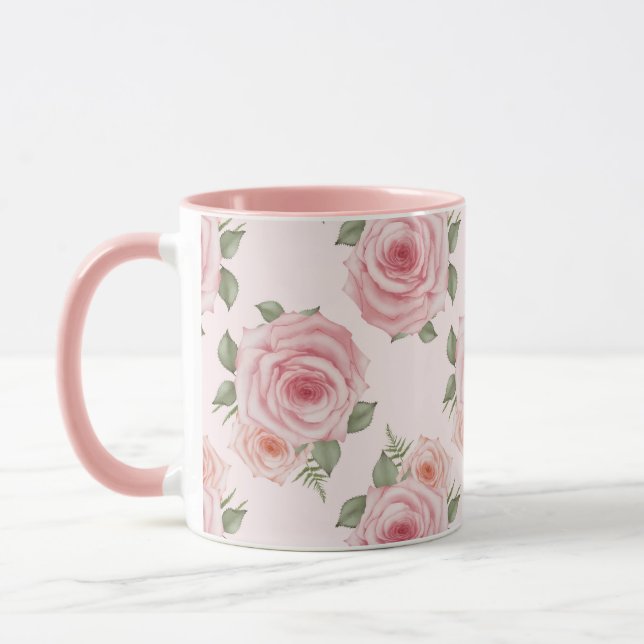 Rosa Engelska ro-studenage blommigt vintage mönste Mugg (Vänster)