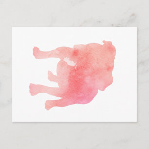 Rosa English Bulldog Hund Art Vykort