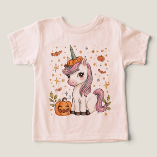 Rosa enhörning Glad Halloweenfest Skola T Shirt