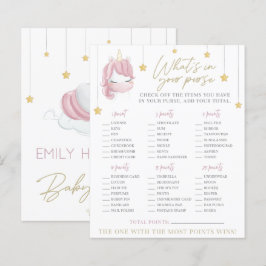 Rosa enhörning stjärnor baby shower handväska spel