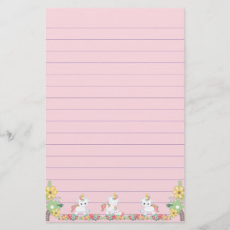 Rosa Enhörnings Blommiga Linjerade Pappersvaror Brevpapper
