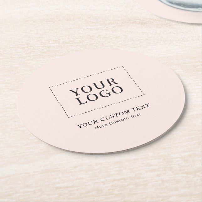 Rosa | Enkel Anpassningsbar - Affärsfrämjande Logo Underlägg Papper Rund (Vinklad)