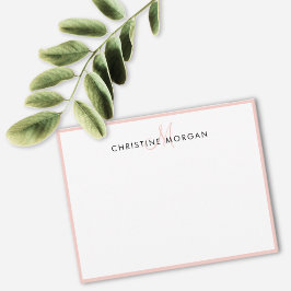  rosa, enkel chic, minimalistmonogram namn anteckningskort