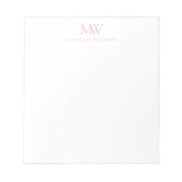 Rosa Enkel Elegant Modernt Monogram Anteckningsblock
