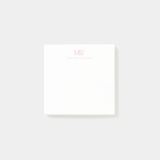 Rosa Enkel Elegant Modernt Monogram Post-it Block