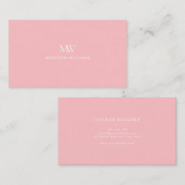 Rosa Enkel Elegant Modernt Monogram Visitkort