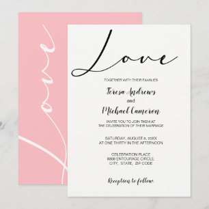 Rosa Enkel elegant, typografi Kärlek Bröllop Inbjudningar