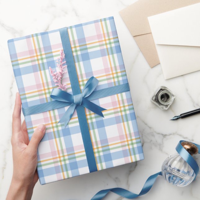Rosa Enkel Gingham Rutig Jul Presentpapper (Gifting)