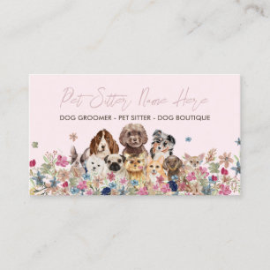 Rosa Enkel Hundras Valp Grooming Pet Sitter Visitkort