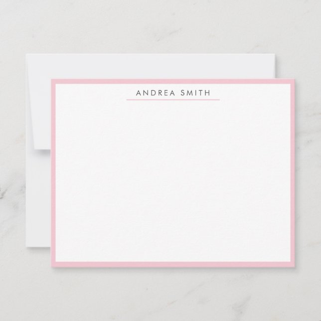  Rosa, enkel linjemodern Snyggt, minimalistisk Anteckningskort (Framsida)