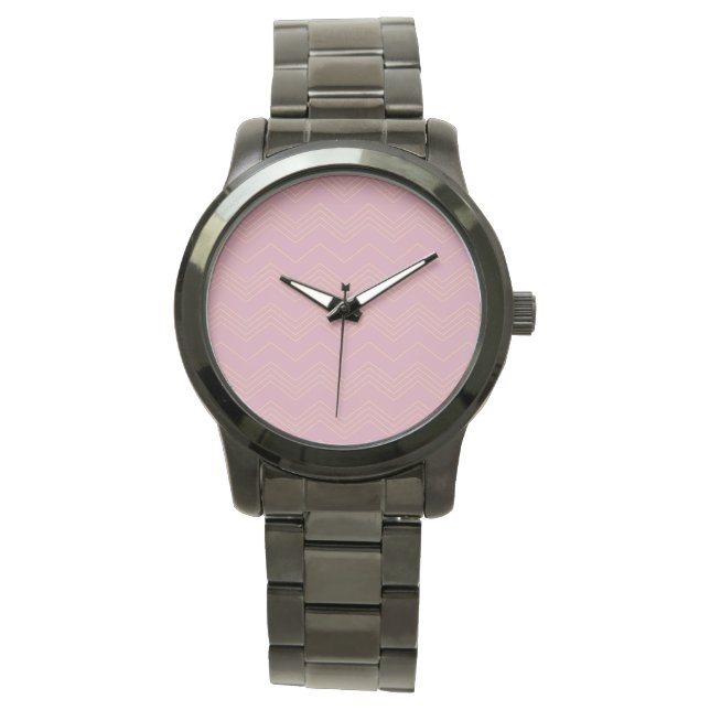 Rosa, enkel, modern, coola, trendig zigzag mönster armbandsur (Framsida)