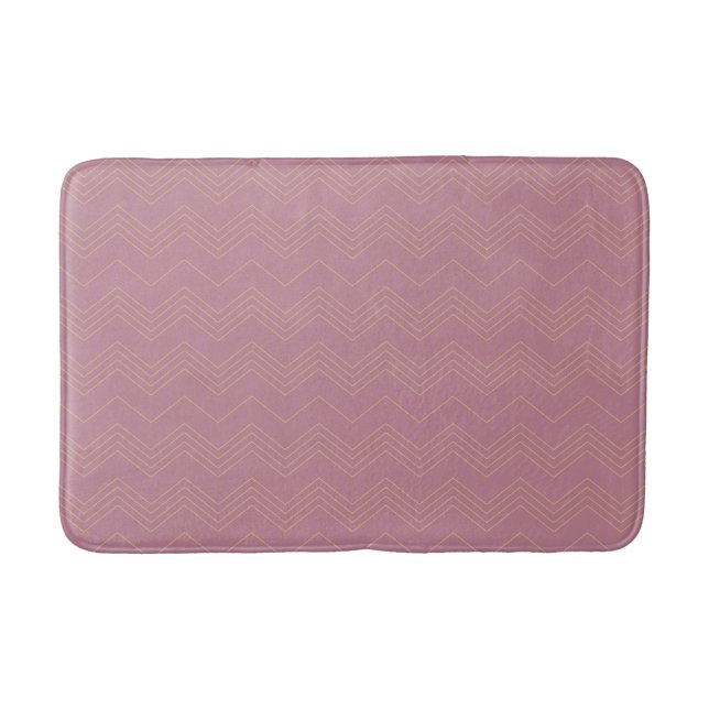 Rosa, enkel, modern, coola, trendig zigzag mönster badrumsmatta (Framsidan)