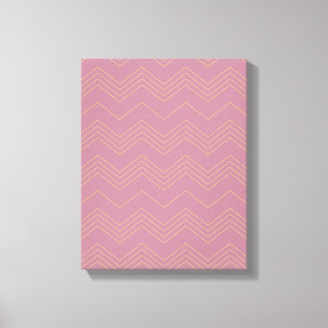 Rosa, enkel, modern, coola, trendig zigzag mönster canvastryck (Framsida)