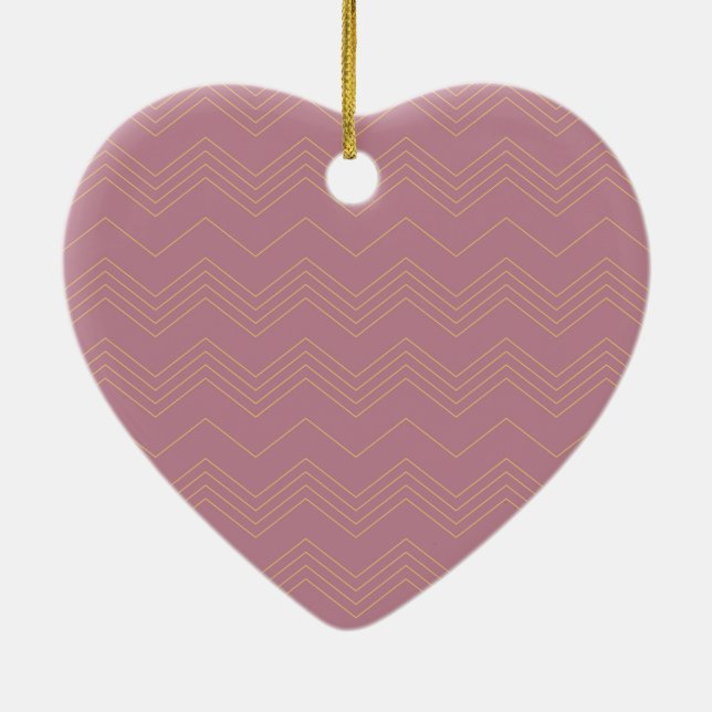 Rosa, enkel, modern, coola, trendig zigzag mönster julgransprydnad keramik (Baksidan)