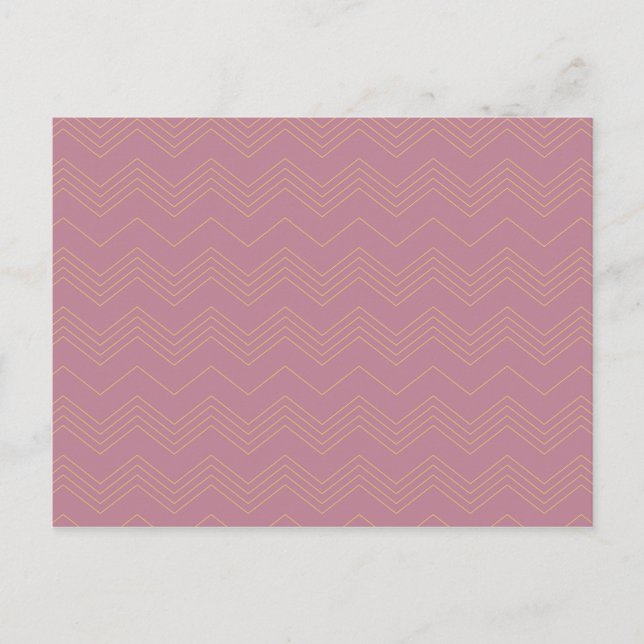 Rosa, enkel, modern, coola, trendig zigzag mönster vykort (Framsida)
