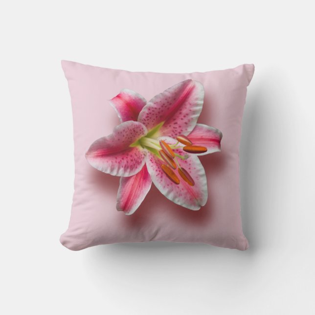 Rosa enkel Stargazer-lilja Kudde (Framsida)