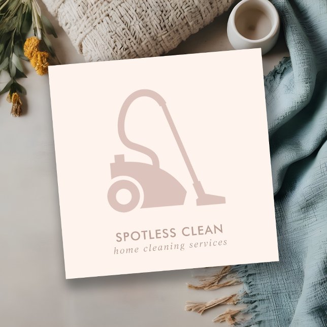  ROSA ENKEL VACUUM CLEANER STÄDNING TJÄNST FYRKANTIGT VISITKORT (Skapare uppladdad)