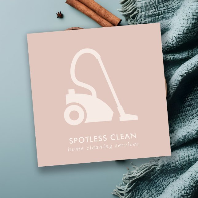  ROSA ENKEL VACUUM CLEANER STÄDNING TJÄNST FYRKANTIGT VISITKORT (Skapare uppladdad)