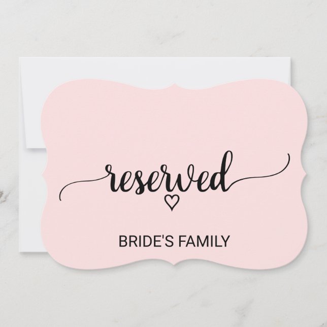  Rosa - enkelt Calligraphy Reserved Sign (Framsida)
