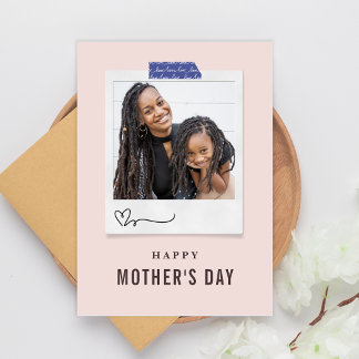 Rosa, enkelt och modernt foto för Mors dag Helgkort