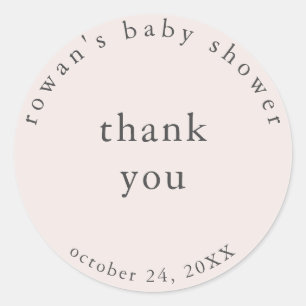 Rosa Enkla Baby Shower Tack Sig Klistermärke