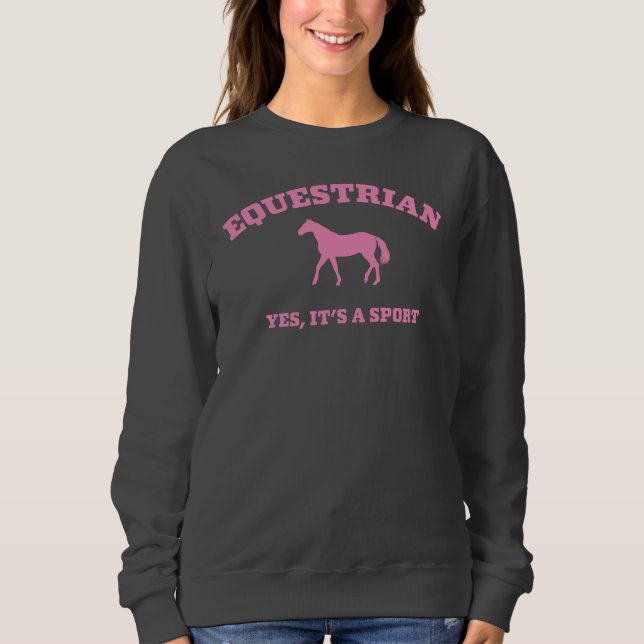 Rosa Equestrian College Stil Sweater Horse Sport T Shirt (Framsida)