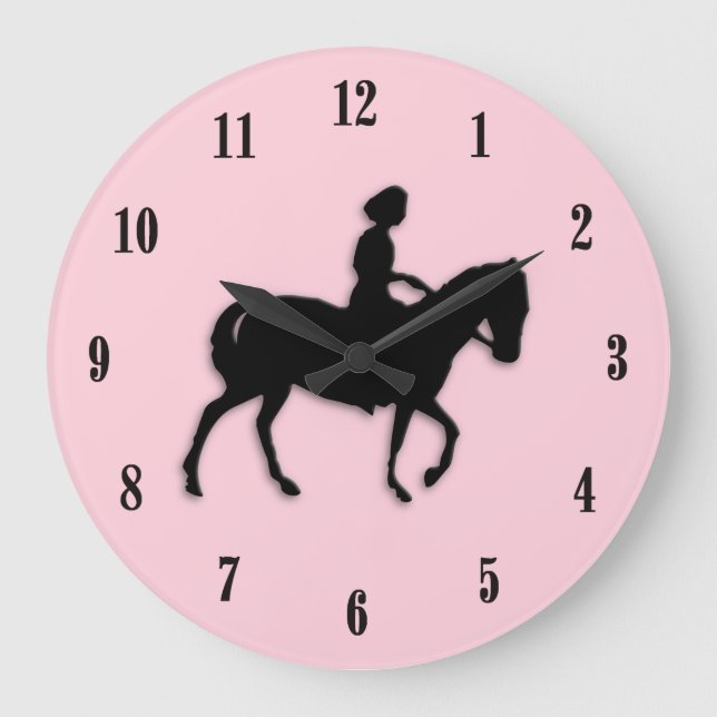 Rosa Equestrian Wall Clock Stor Klocka (Framsida)