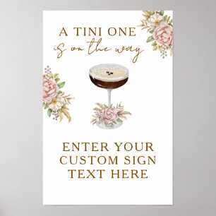 Rosa Espresso Martini Baby Shower Anpassad skyltni Poster