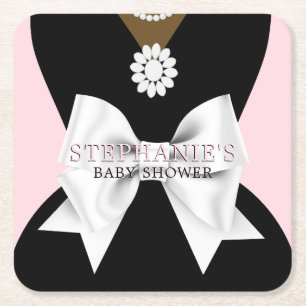 Rosa Ethnic Princess Tiffany Baby Shower Underlägg Papper Kvadrat