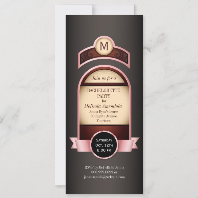 Rosa-etikett Bachelorette-inbjudan Inbjudningar (Framsida)