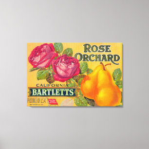 Rosa etikett för fruktträdgårdPearlåda Canvastryck