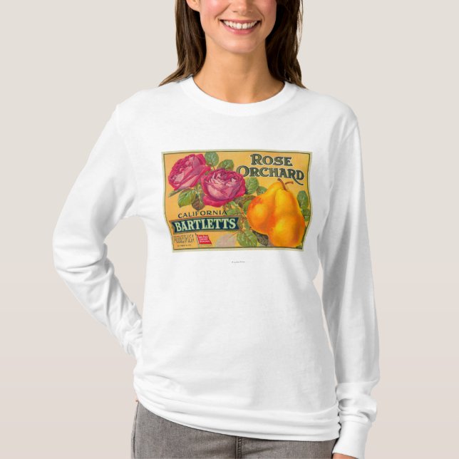 Rosa etikett för fruktträdgårdPearlåda Tee Shirt (Framsida)