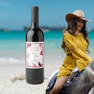 rosa-etikett för kustcowgirl vin vinflaska etikett