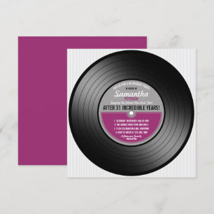 Rosa-etikett Vinyl Record Pension Party Inbjudningar