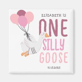 Rosa Ett Fånig går över 1:a födelsedagen Magnet