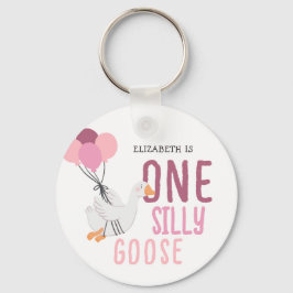 Rosa Ett Fånig går över 1:a födelsedagen Nyckelring