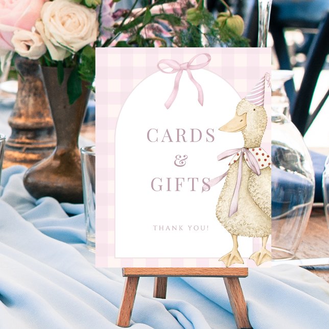Rosa Ett Fånig Goose Cards and Gifts Sign Poster (Pink One Silly Goose Cards Gifts Sign Poster)