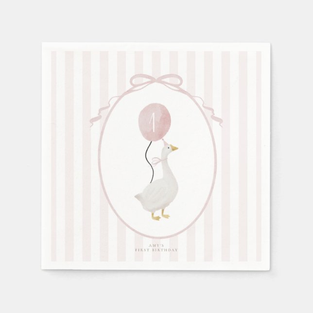 Rosa Ett Fånig Goose Napkins Pappersservett (Framsidan)