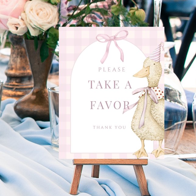 Rosa Ett Fånig Poster favoritsignering (Pink One Silly Goose Favor Sign Poster)