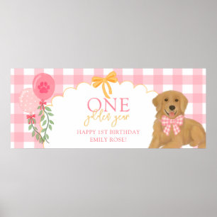 Rosa Ett Guldigt År Retriever Valp 1-årsdag Poster