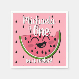 Rosa ett i Melon Watermelon Kids första födelsed Pappersservett
