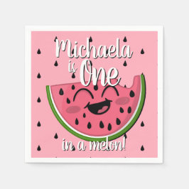 Rosa ett i Melon Watermelon Kids första födelsedag Pappersservett
