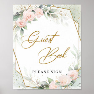 rosa eucalyptus guld ram Guest Bok-tecken Poster
