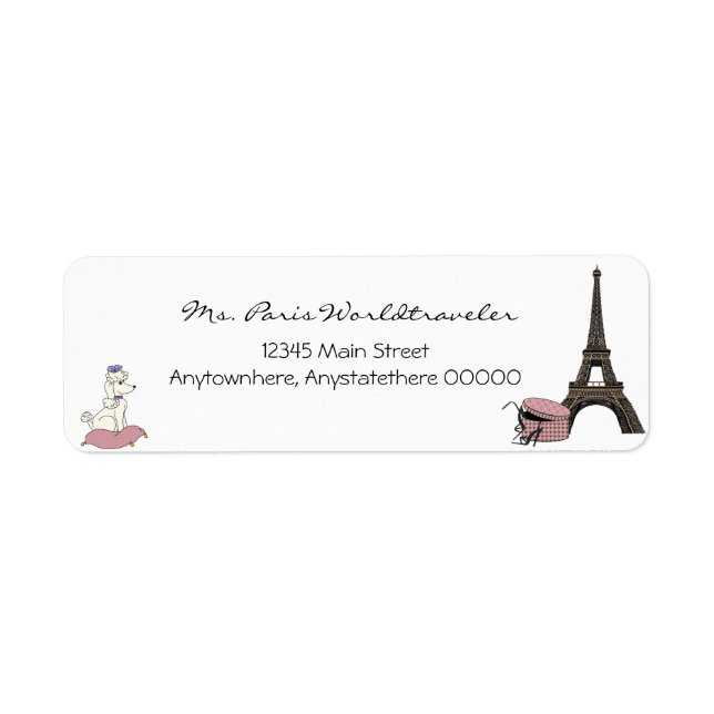 Rosa Evening i Paris Eiffel Torn Adressetikett Returadress Etikett (Framsidan)