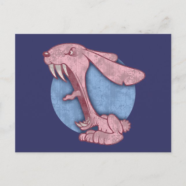 Rosa Evil Bunny Vykort (Framsida)