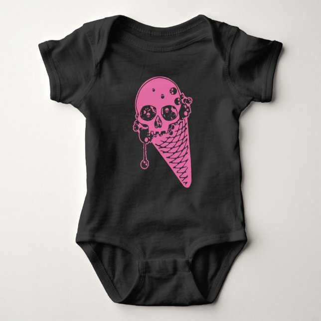 Rosa Evil Ice Cream Cone Baby Bodykostym T Shirt (Framsida)