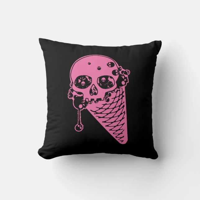 Rosa Evil Ice Cream Cone Dekorativ kudde (Framsida)